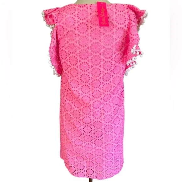 LILLY PULITZER XXS dress Astara in Prosecco Pink Neon Geo Eyelet - Picture 5 of 16